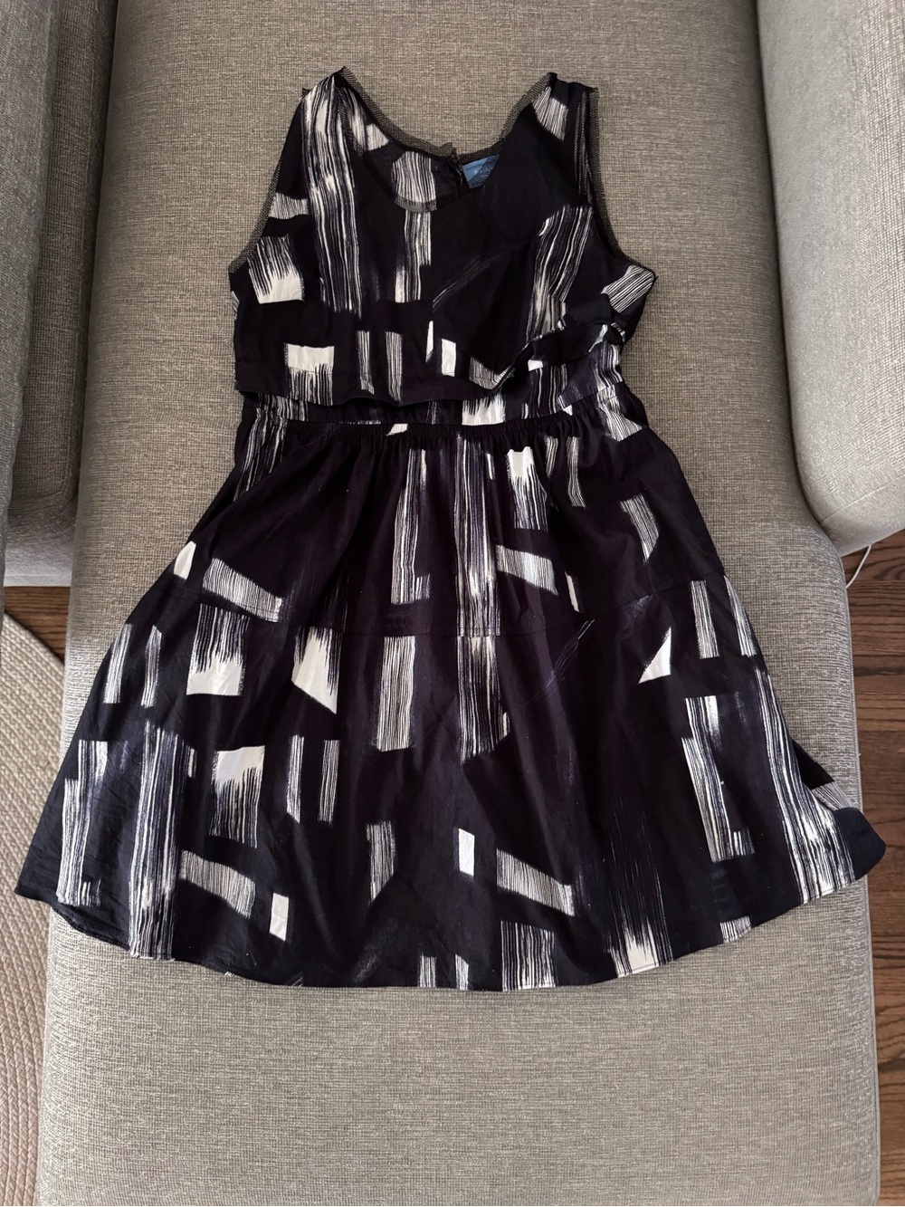 Vera Wang Black & White Brushstroke Tank Dress